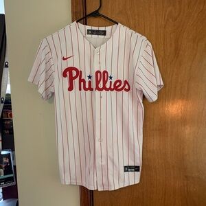 Nike Phillies White and Red Striped Jersey